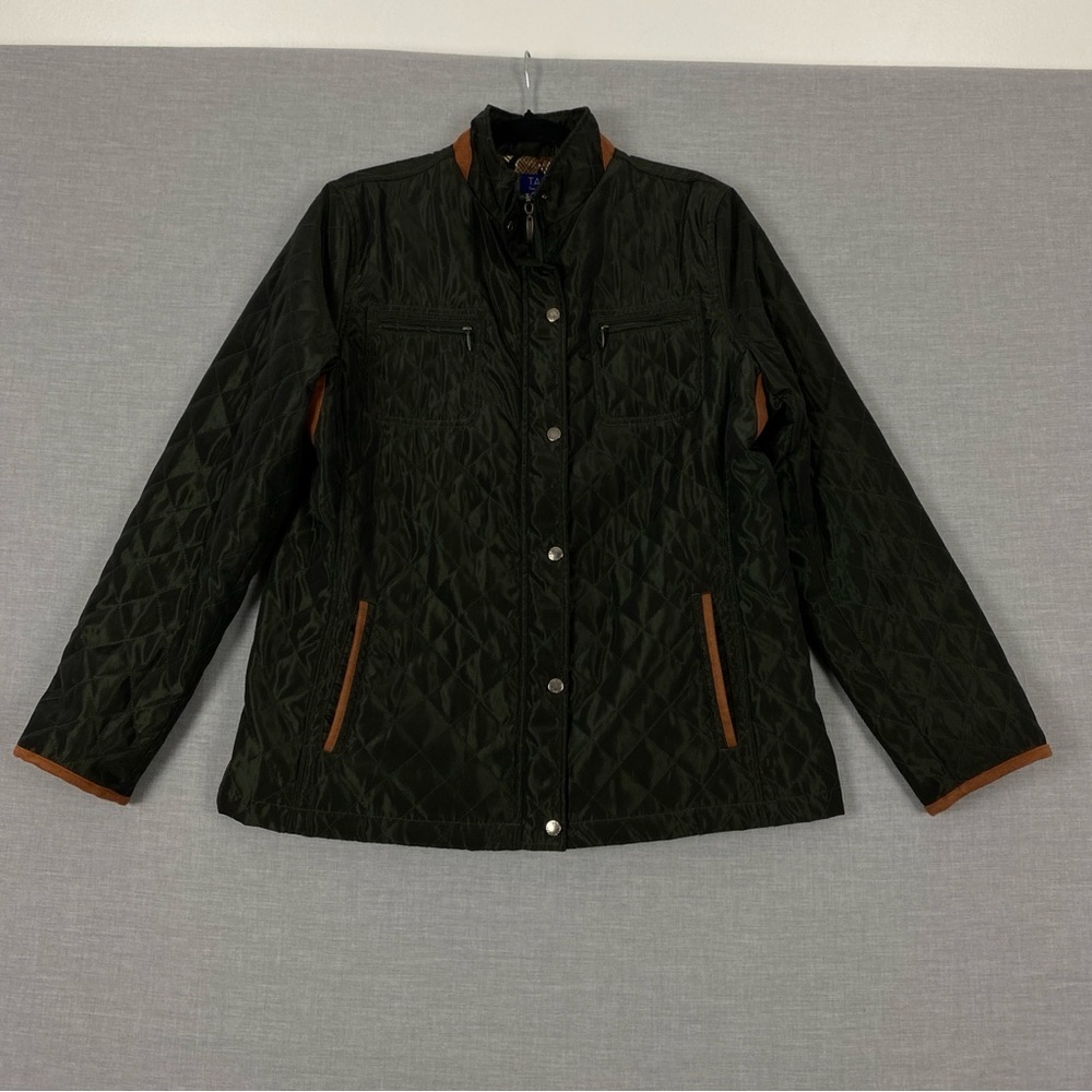 Tabi Green Utility Jacket Quilted Design and Stand-Up Collar